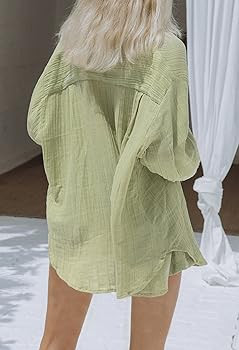 Linsery 2 Piece Summer Outfits Button Down Shirt Top and Shorts Casual Lounge Sets | Amazon (US)