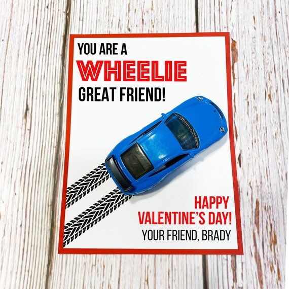 Car Valentine Card  Wheelie Great Friend Valentine Printable | Etsy | Etsy (US)