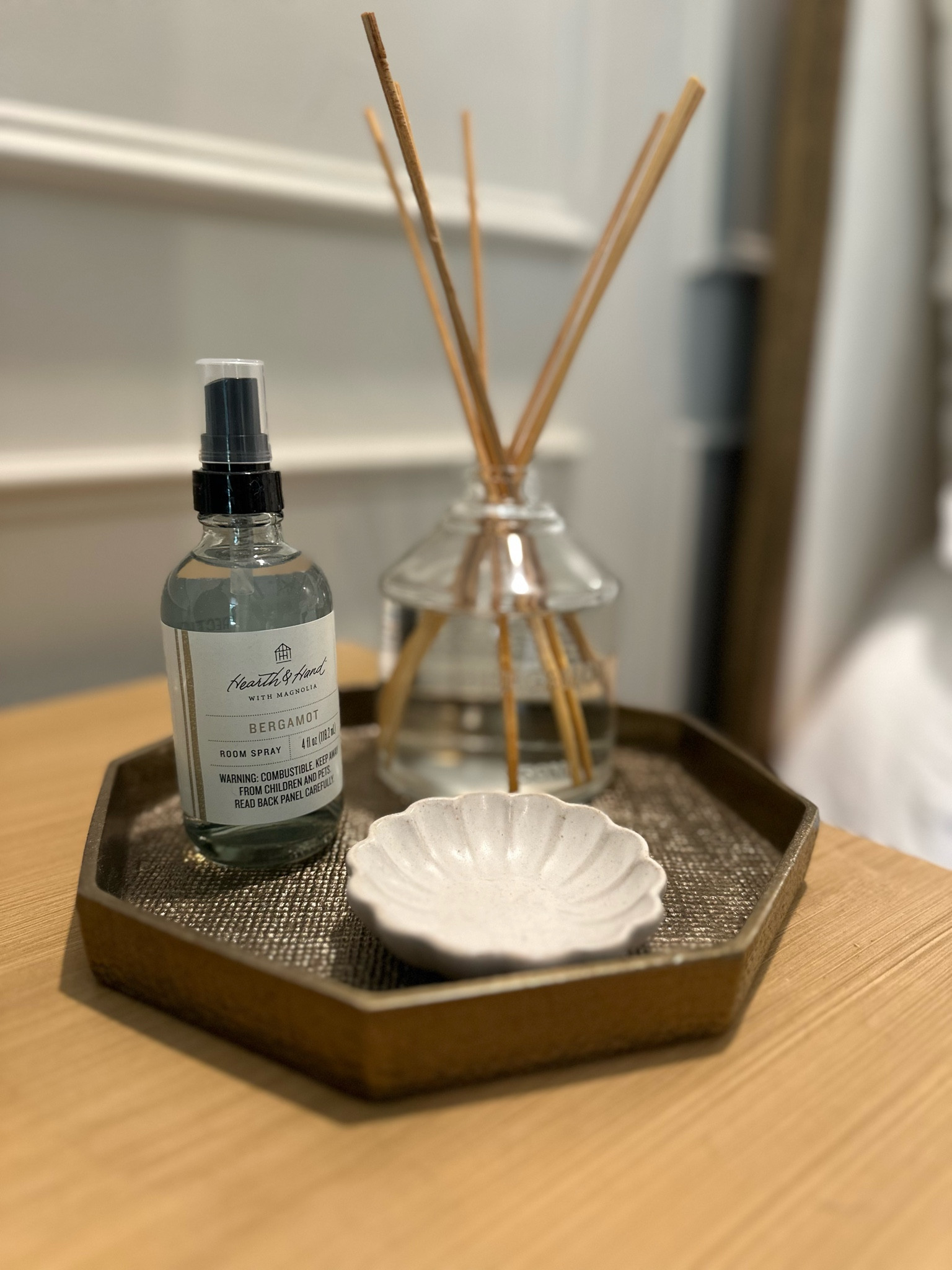 Nightstand must haves gold tray, oil diffuser and spray from target with resin lamp, and charger cord holder

#LTKSaleAlert #LTKHome #LTKFamily