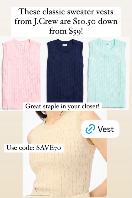 Classic sweater vests for work. These are absolutely gorgeous. And they’re only $10! Grab them while they’re on sale. 

#LTKStyleTip #LTKFindsUnder50