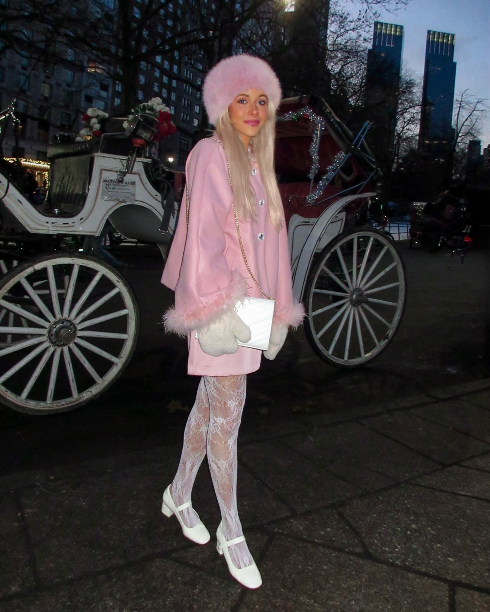 Chic winter fashion, pink fur hat, fur trim coat, cozy elegance, white tights, sleek winter look, white Mary Jane heels, sophisticated finish, white handbag for a polished outfit, 2025 winter fashion trends, bold winter accessories, winter outfit inspiration with a pop of pink, preppy winter fashion, winter barbie outfit, all pink style, nyc winter, New York fashion

#LTKTravel #LTKBeauty #LTKStyleTip