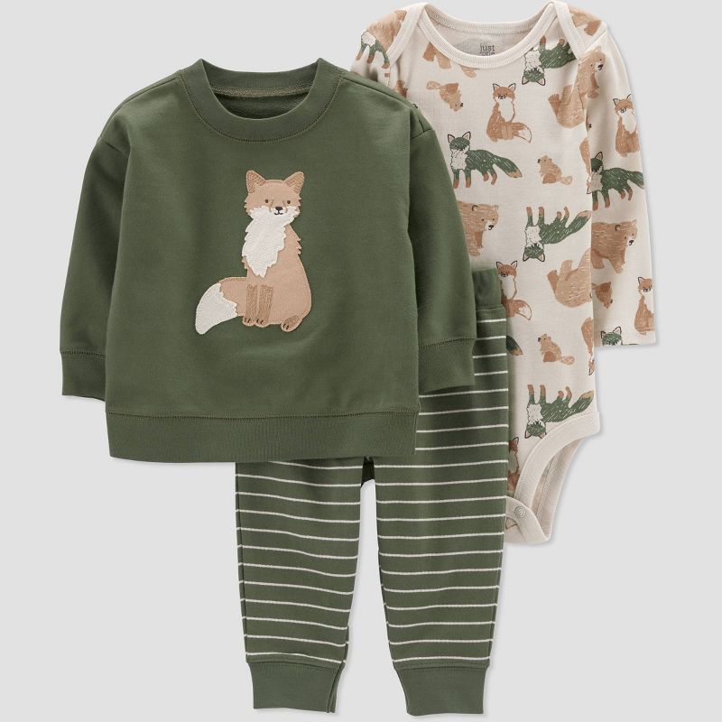 Carter&#39;s Just One You&#174; Baby Boys&#39; Fox Top &#38; Bottom Set - Olive 3M | Target