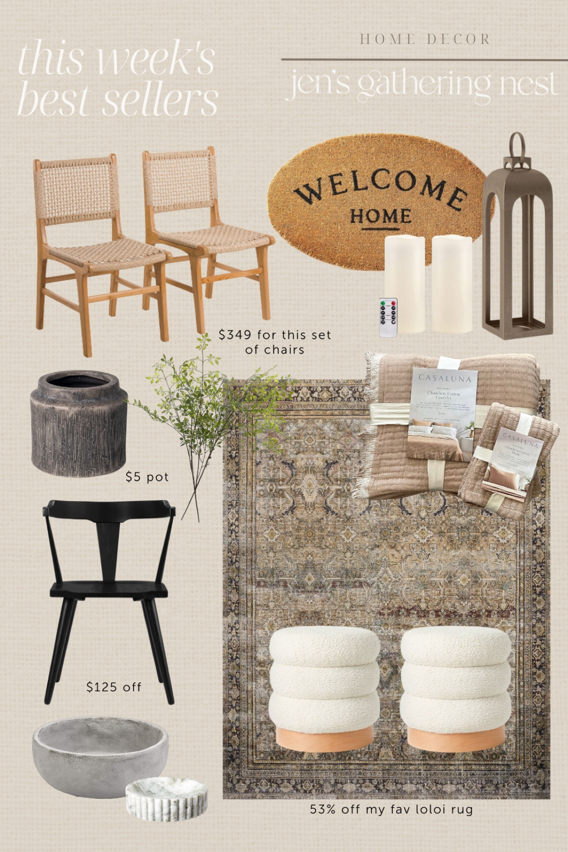 This week’s best sellers #homedecor #homefinds #arearug #wayfair #wayfairsale #loloi #entryway #ourdoor #rug #lantern #outdoorchairs #diningchairs #chairs #pot #walmart #amazon #amazonhome #amazonfinds #modernorganichome #homedecor 

#LTKhome #LTKunder100 #LTKunder50