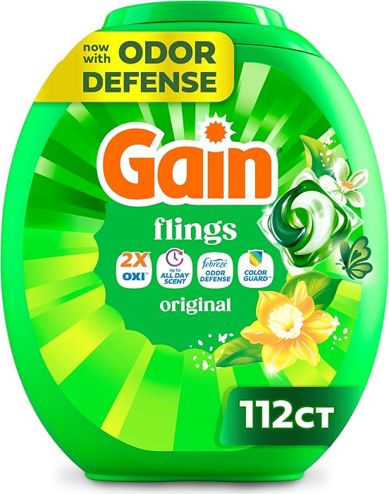 Gain Flings Liquid Washing Detergent Pods, Now with Odor Defense + Color Guard, Original Scent, 4... | Amazon (US)