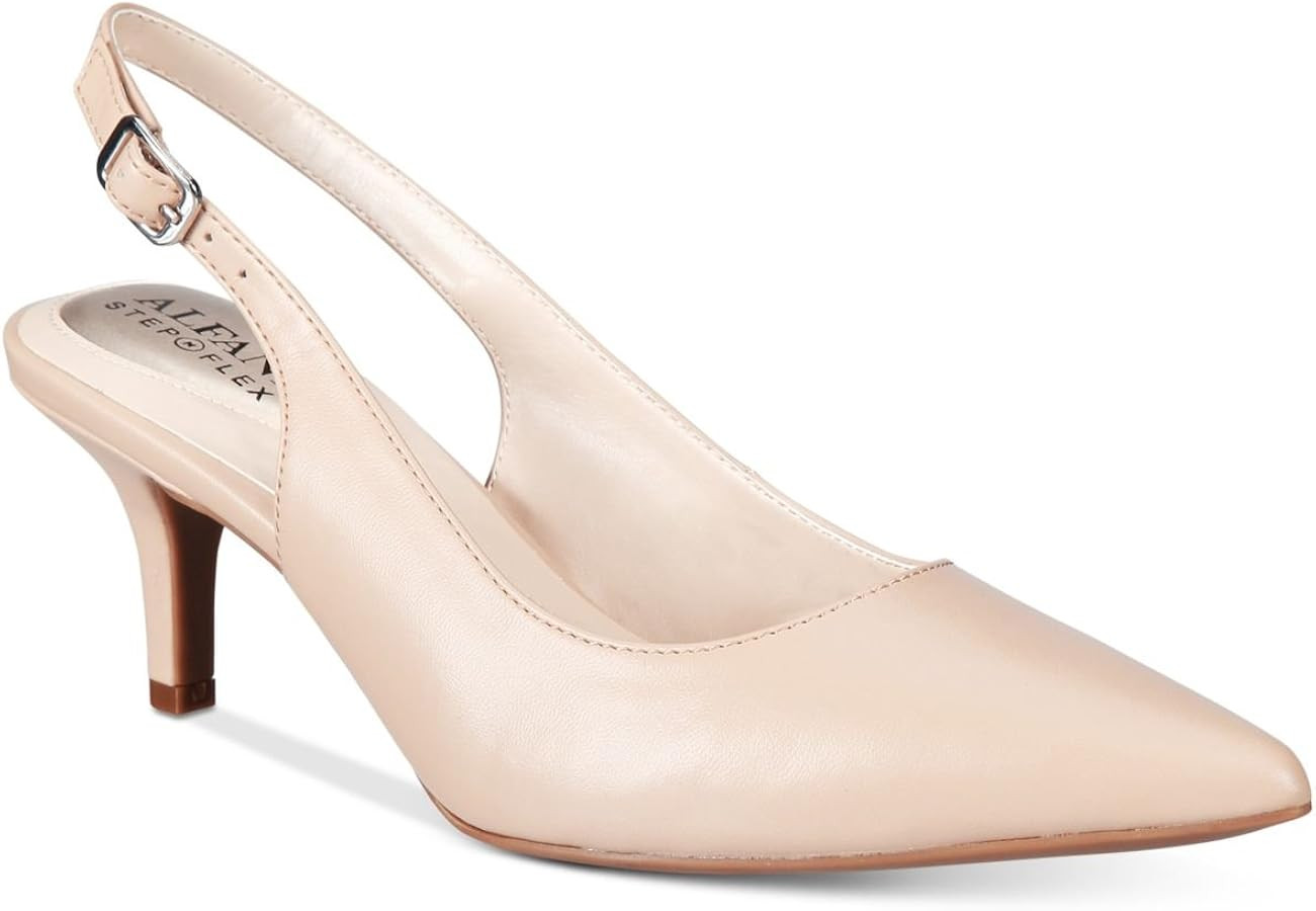 Alfani Womens Babbsy Leather Pointed Toe Slingback Heels Brown 11 Medium (B,M) | Amazon (US)