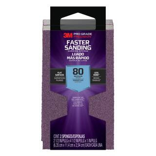 3M Pro Grade Precision 2-1/2 in. x 4-1/2 in. x 1 in. 80 Grit Medium Block Sanding Sponge (2-Pack)... | The Home Depot