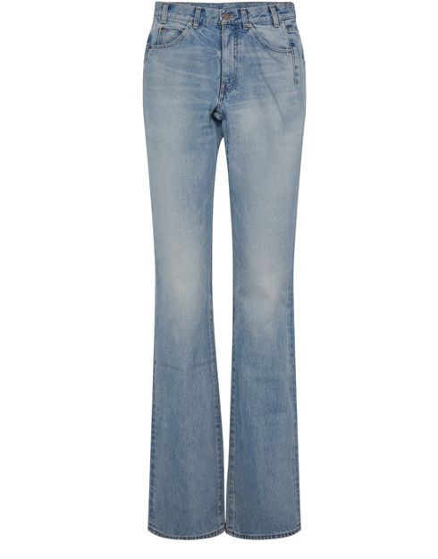 Flared serge jeans in steel blue wash denim | 24S US