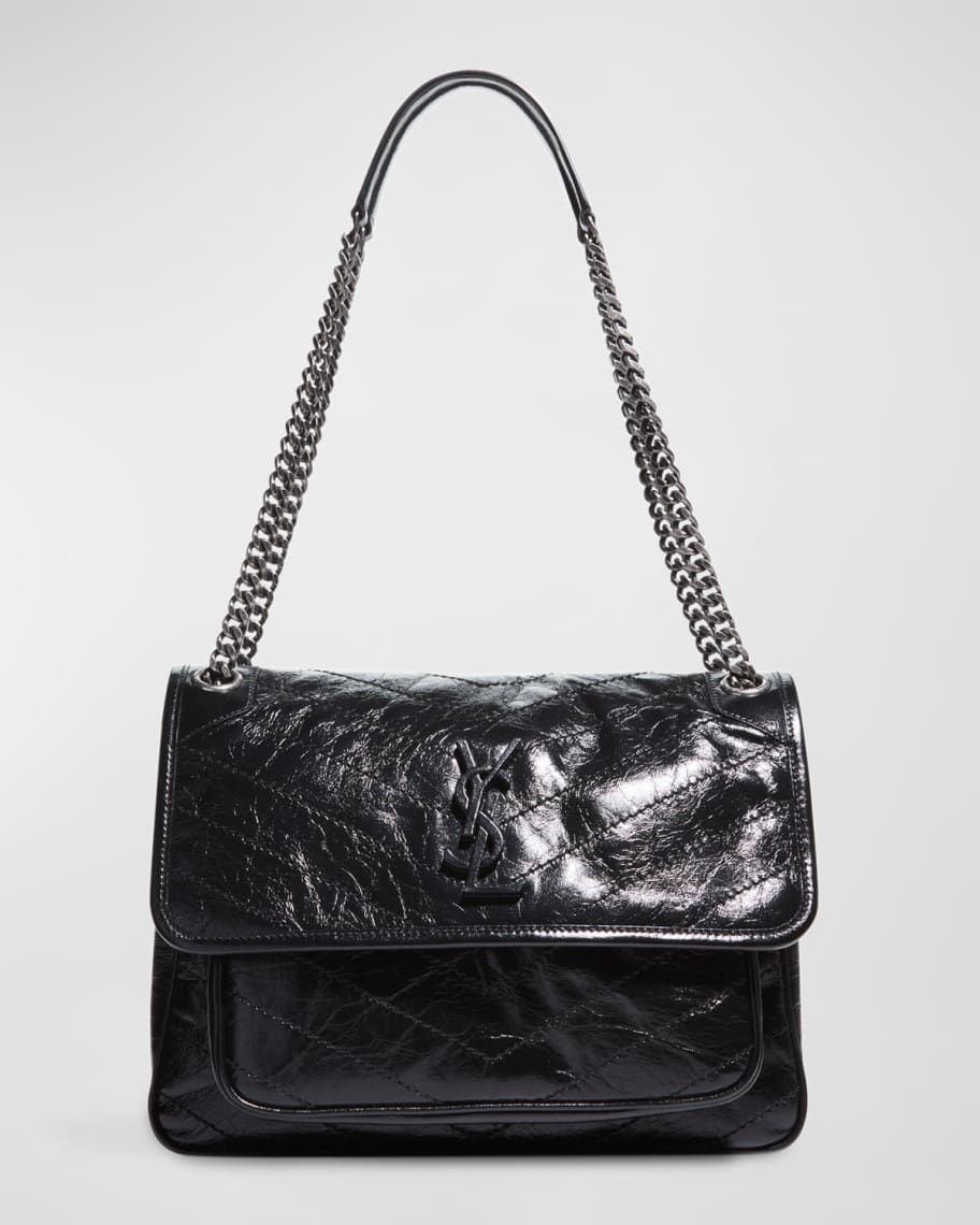 Niki Medium Crinkled Calf Flap-Top Shoulder Bag | Neiman Marcus