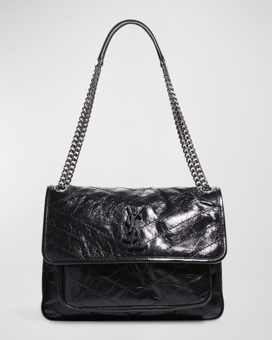 Saint Laurent Niki Medium Crinkled Calf Flap-Top Shoulder Bag | Neiman Marcus