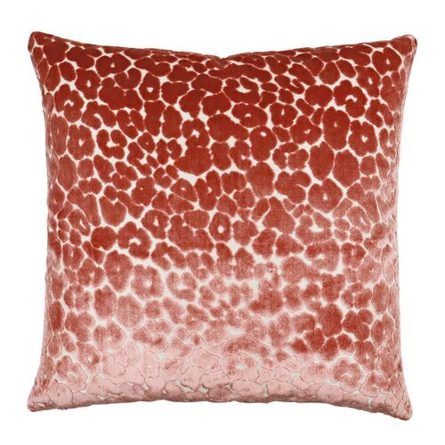 Madison 22x22 Velvet Leopard Pillow, Carnation | One Kings Lane