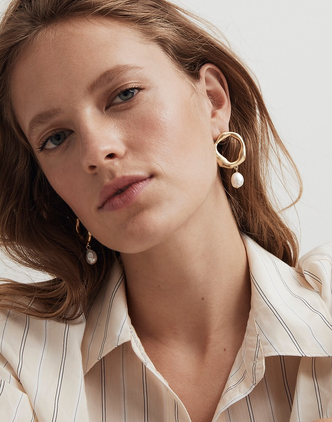 Freshwater Pearl Front-Facing Hoop Earrings | Madewell
