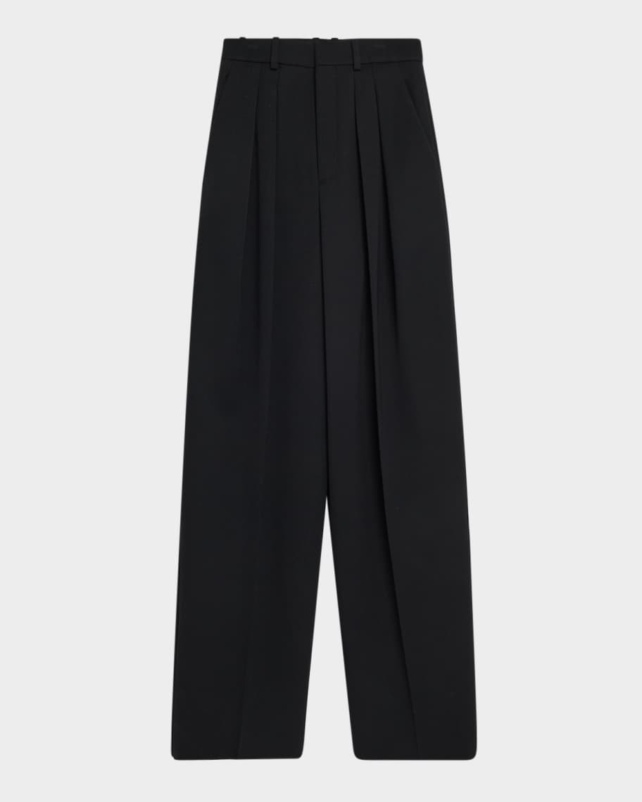 Pleated Wide-Leg Trousers | Neiman Marcus