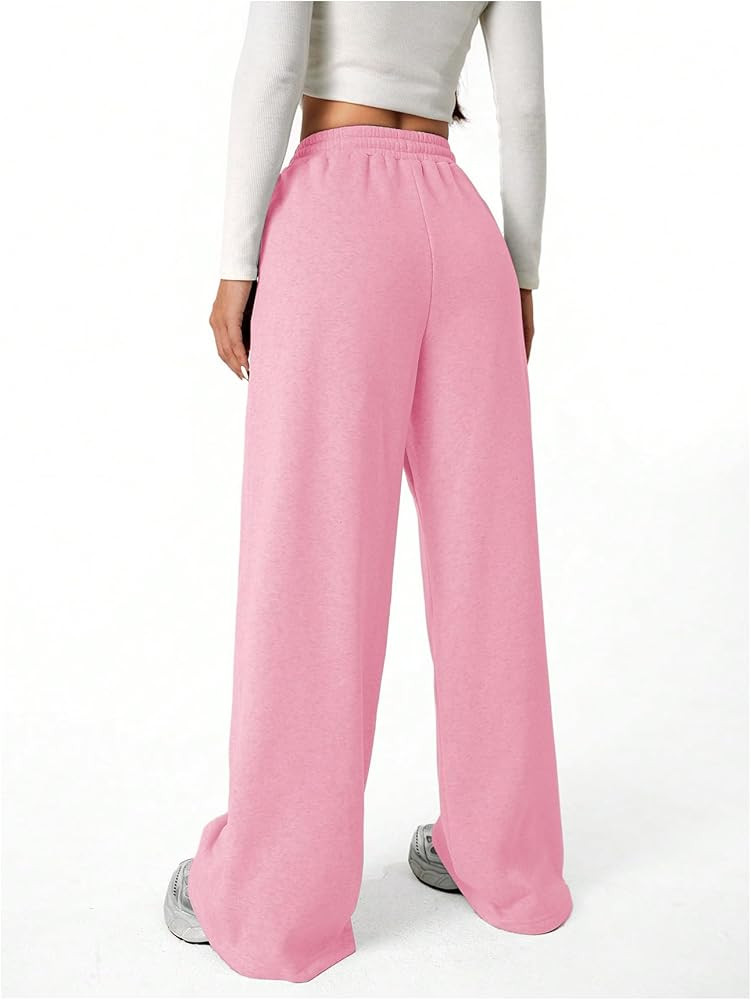 Verdusa Girl's Bowknot Baggy Sweatpants Lightweight Straight Leg Athletic Pants with Pockets | Amazon (US)