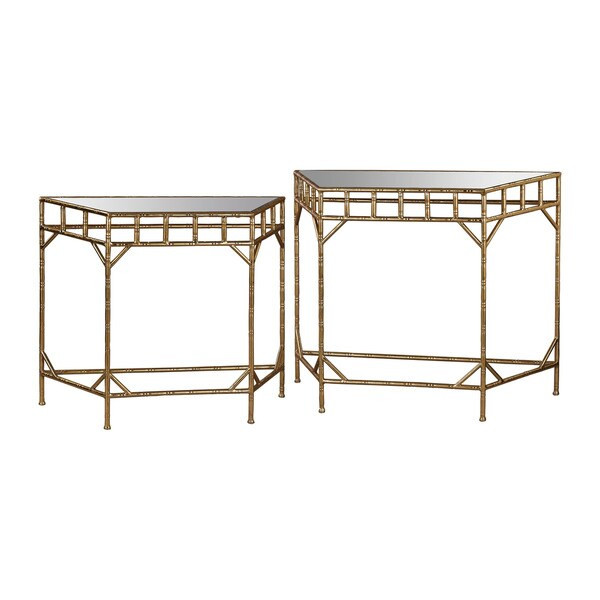 Sterling Gold Leaf and Antique Mirror Nested Tables | Bed Bath & Beyond
