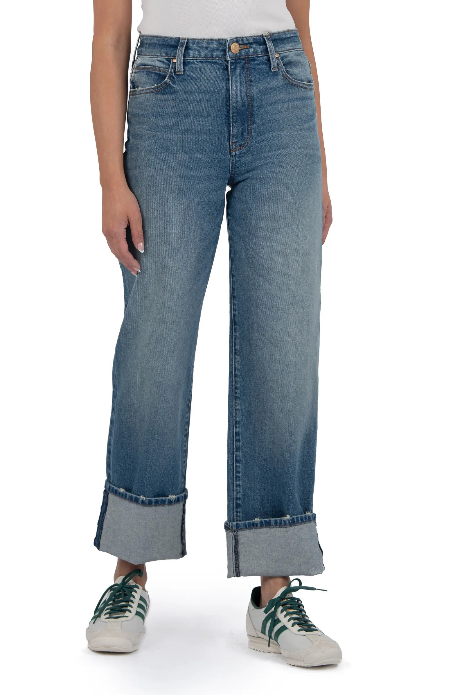 KUT from the Kloth Sienna Cuffed High Waist Wide Leg Jeans | Nordstromrack | Nordstrom Rack