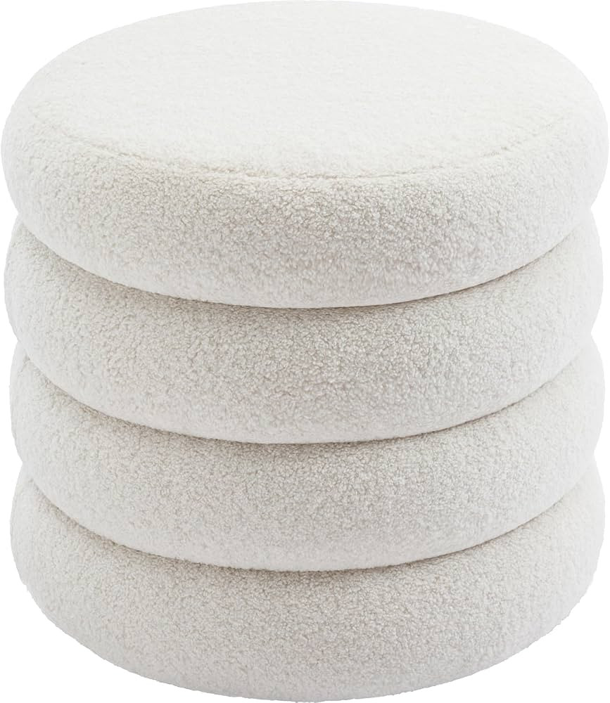 Flouki Storage Ottoman Round, Ottoman with Storage, Sherpa Ottoman Storage, 18 Inches H, 20 Inche... | Amazon (US)