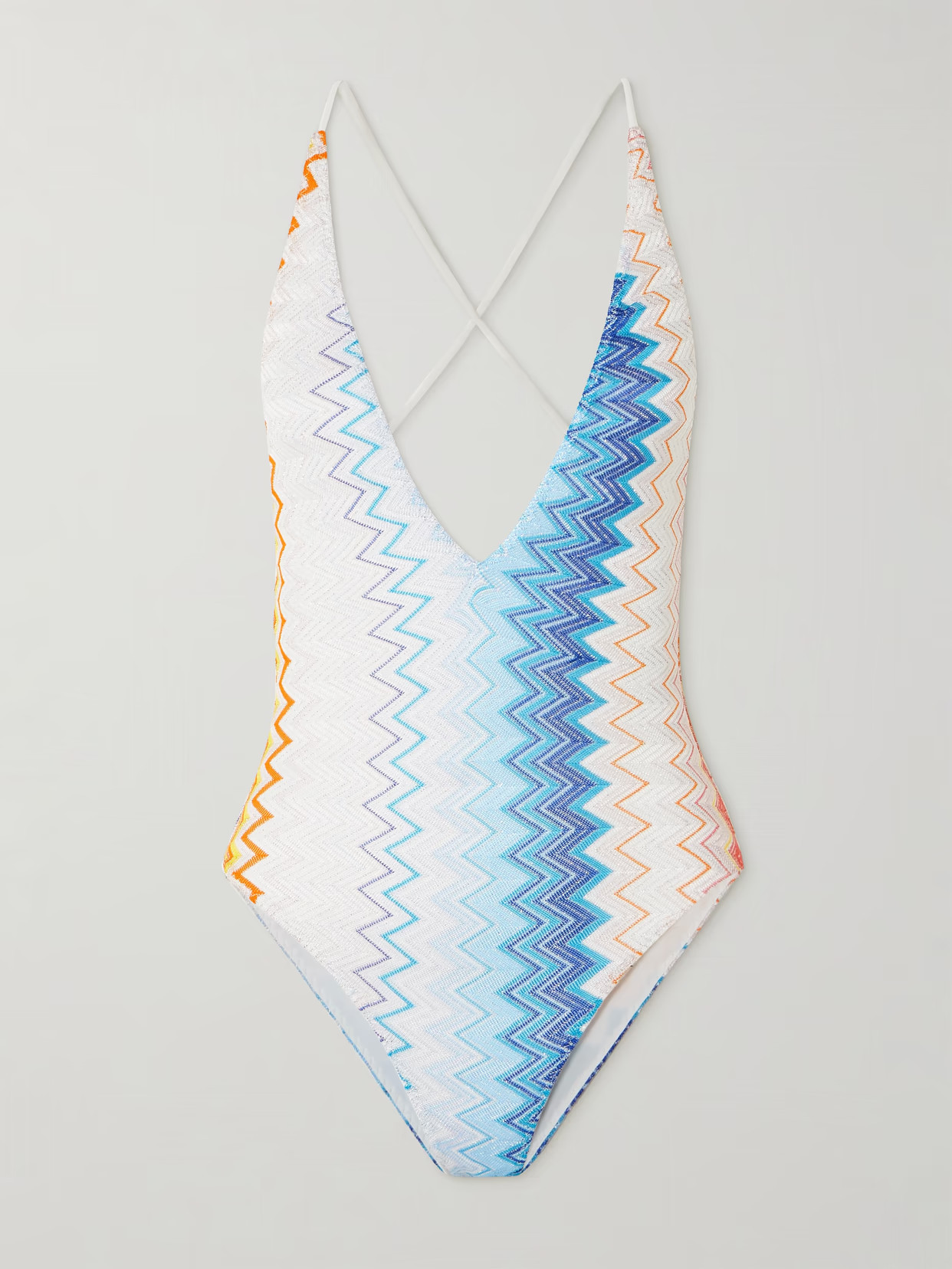 Missoni - Mare Striped Metallic Crochet-knit Swimsuit - Multi | NET-A-PORTER (US)