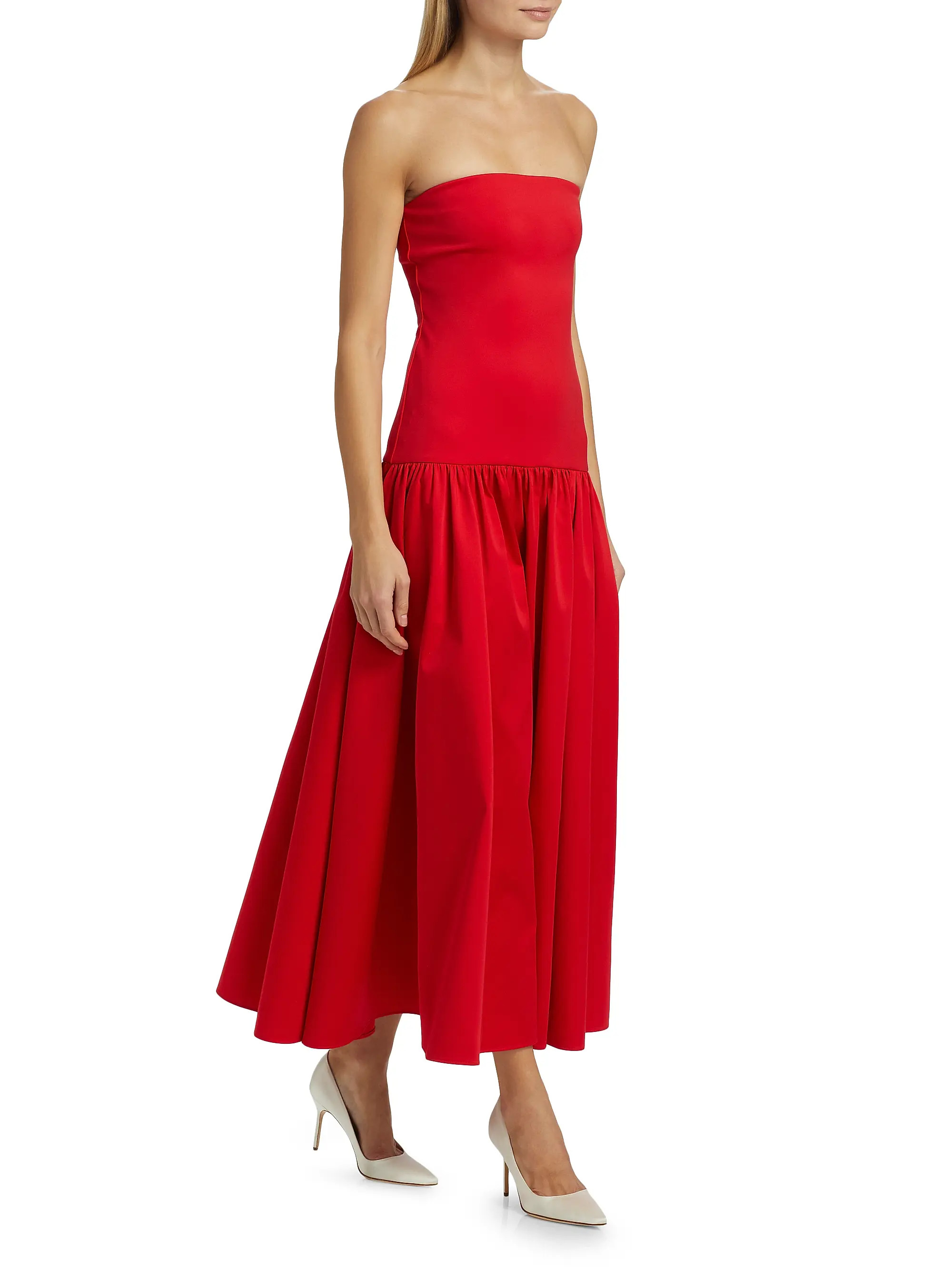Oriana Strapless Drop-Waist Midi-Dress | Saks Fifth Avenue