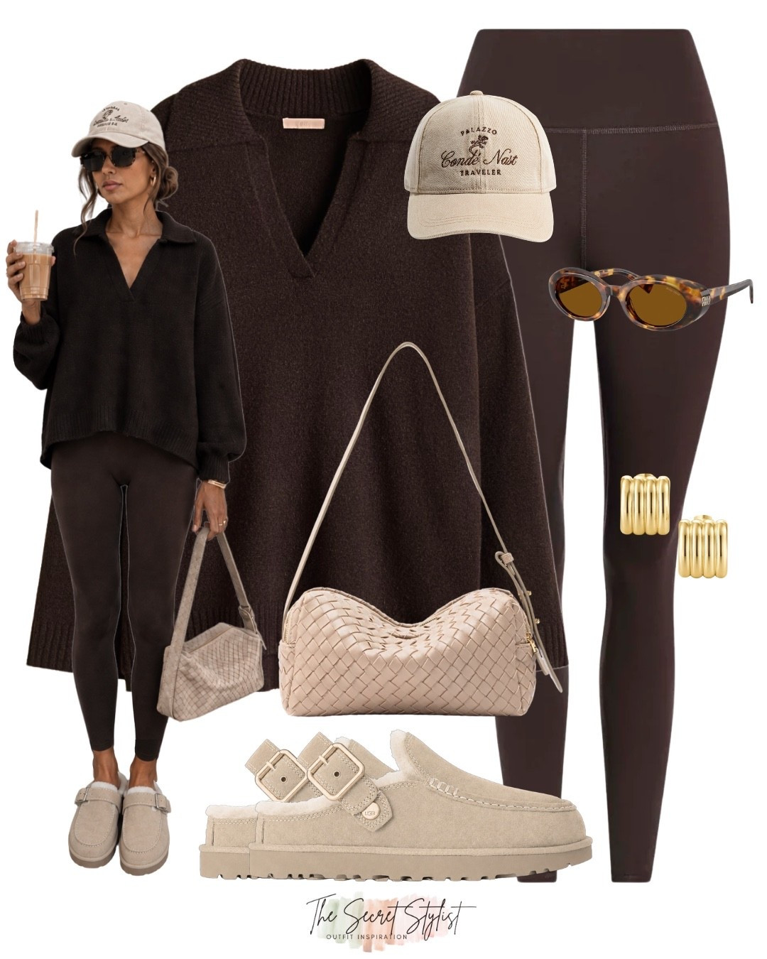 Autumn casual outfit
Brown collar knit H&M
Woven bag
Ugg Evelina clogs
Mules 
Transitional outfit 
Brown Leggings

#LTKuk #LTKautumn #LTKstyletip