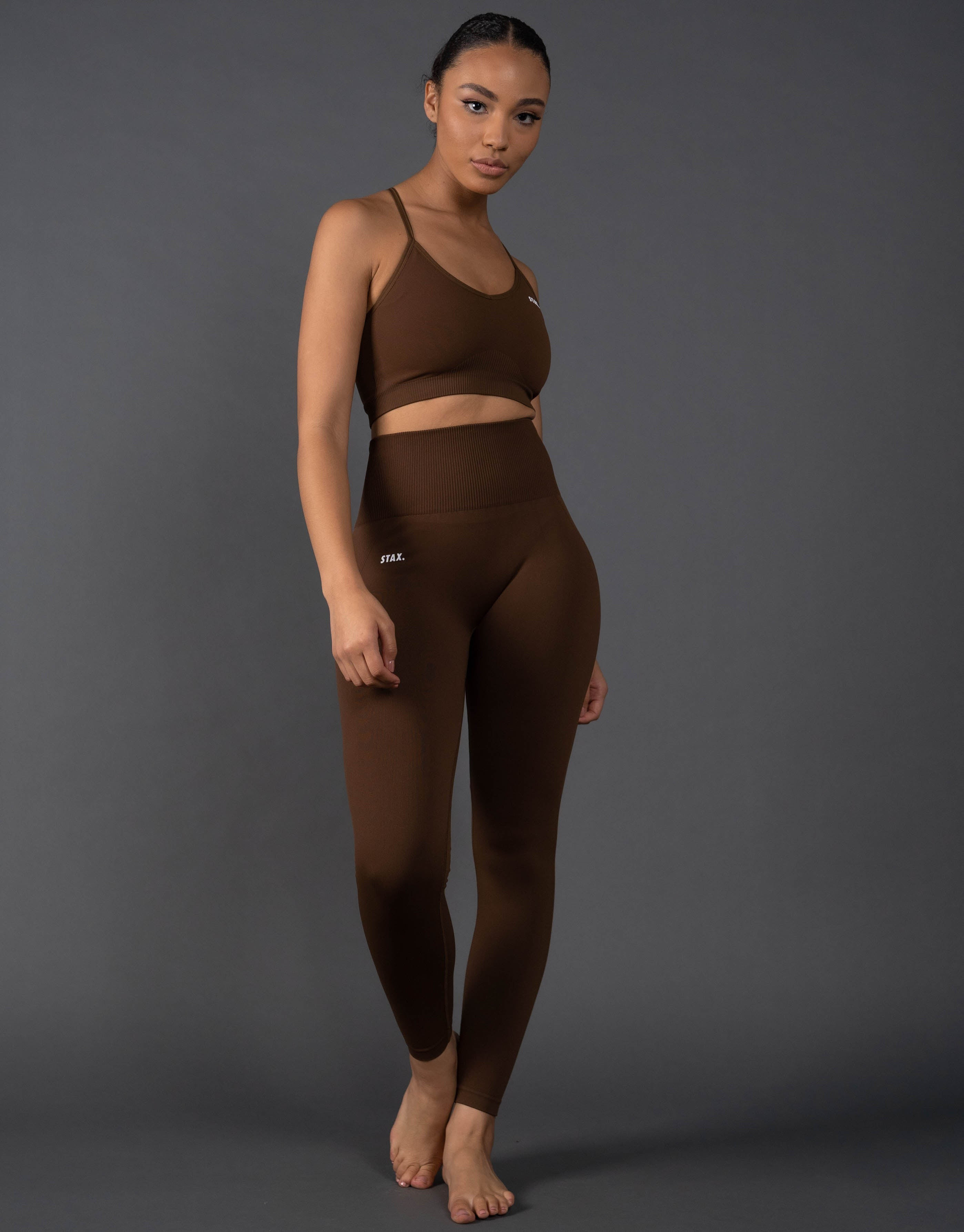 STAX. Premium Seamless V5.1 (Favourites) Full Length Tights - Bark (Dark Brown) | STAX.