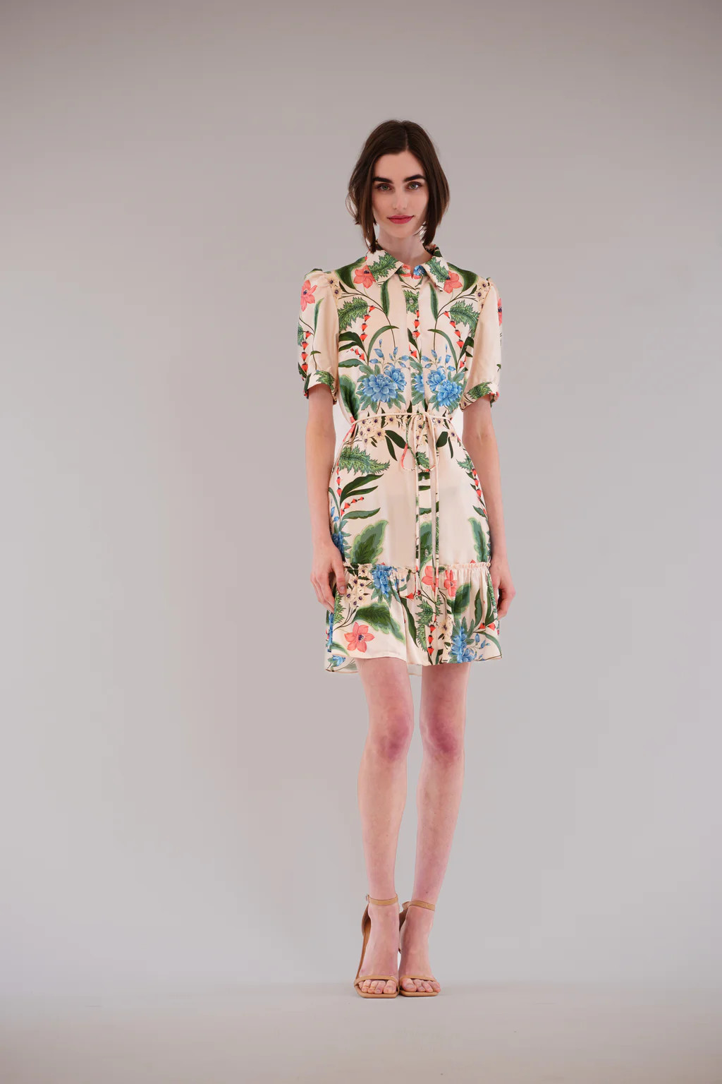 BALLOON SLV COLLARED BUTTON UP SHIRT DRESS | Julia Jordan