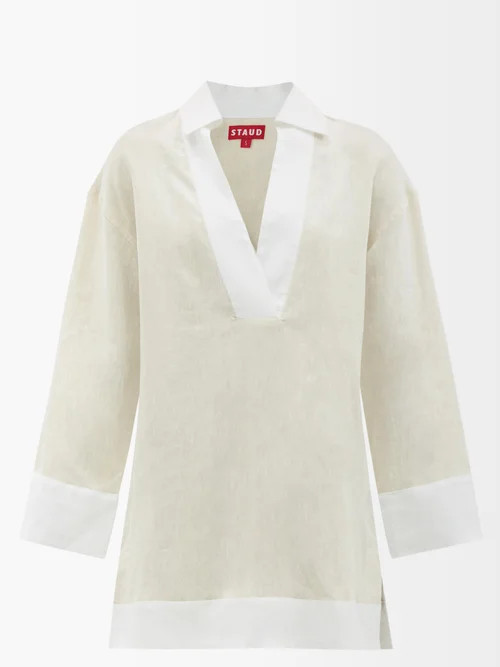 Staud - Enzo Linen Tunic Dress - Womens - Beige | Matches (US)