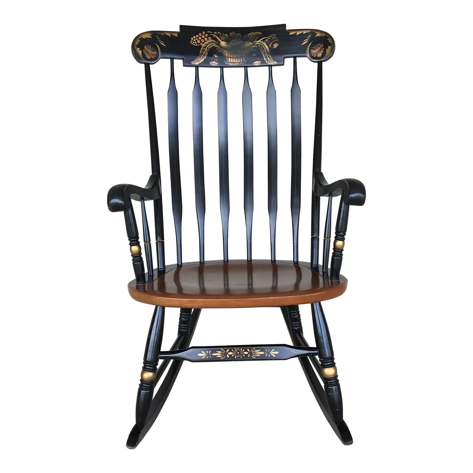 L. Hitchcock Black Harvest Arrow Back Rocking Chair | Chairish
