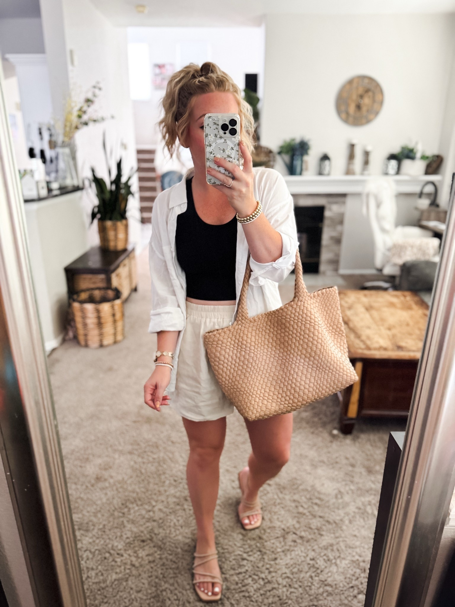 White linen button down with black tank top, linen shorts, tote bag, and sandals. Everything fits tts





Vacation outfit
Travel outfit
Vacation outfits beach


#LTKFindsUnder50 #LTKTravel #LTKPetite