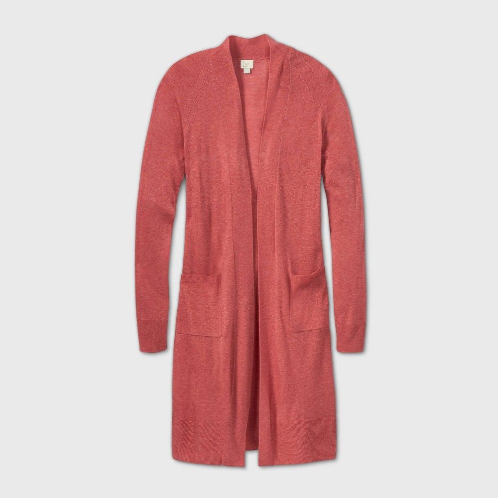 Women's Linen Blend Duster Cardigan - A New Day Pink XL | Target