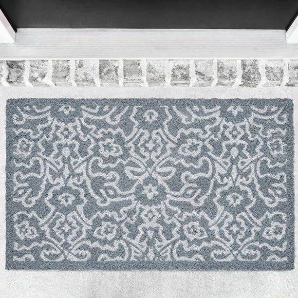 My Texas House Wisteria Floral Grey Coir Doormat, 30" x 48" - Walmart.com | Walmart (US)