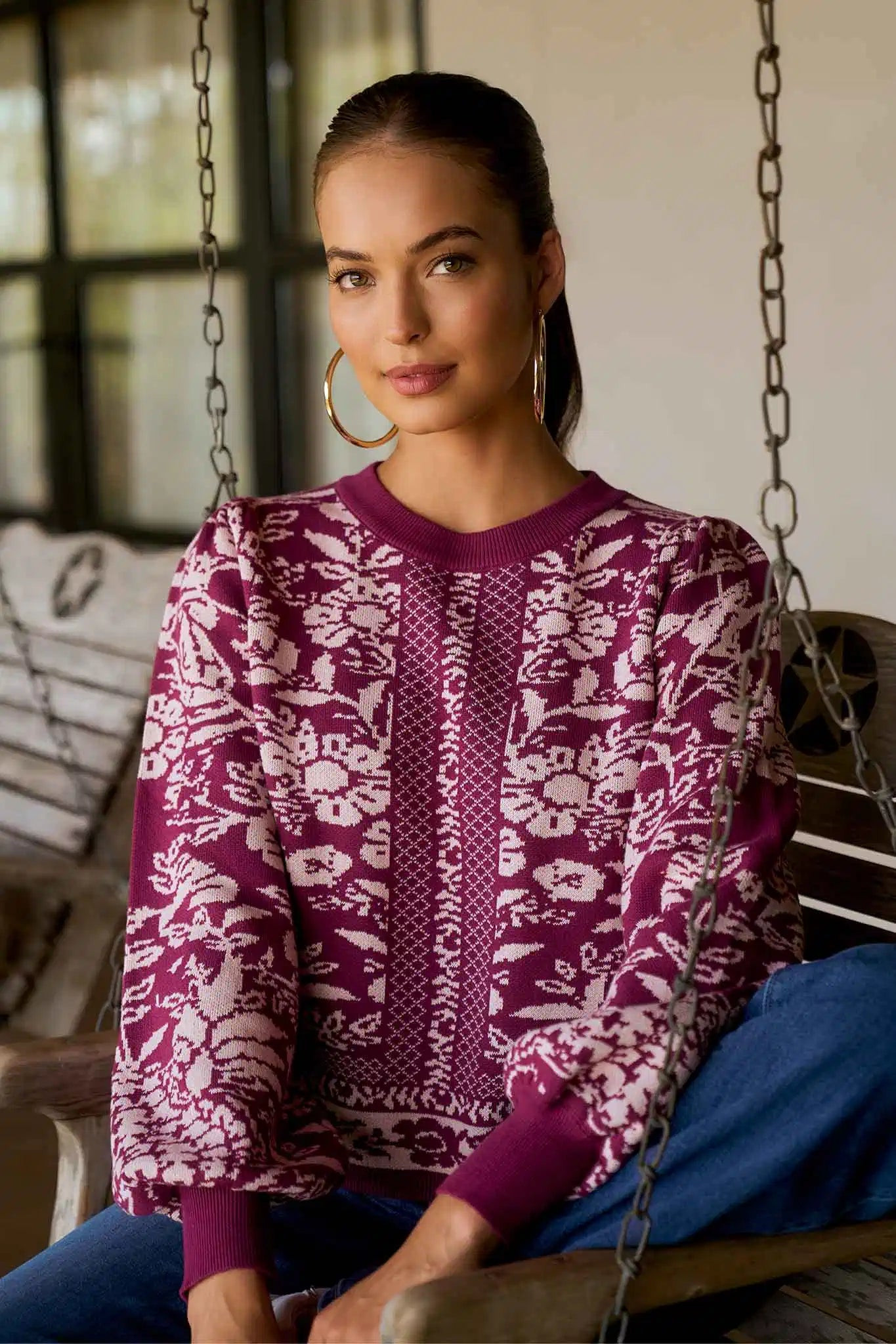 Anastasia Printed Knit Sweater | Avara