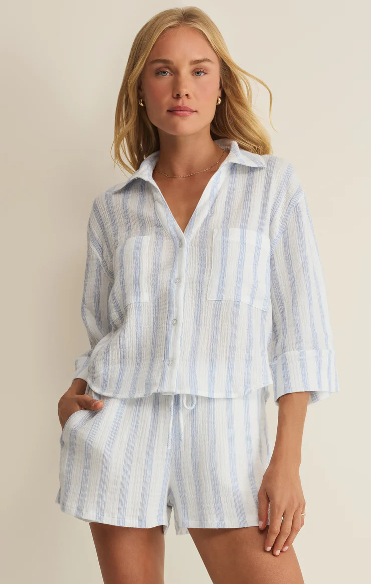 Helena Striped Airy Gauze Button Up | Z Supply