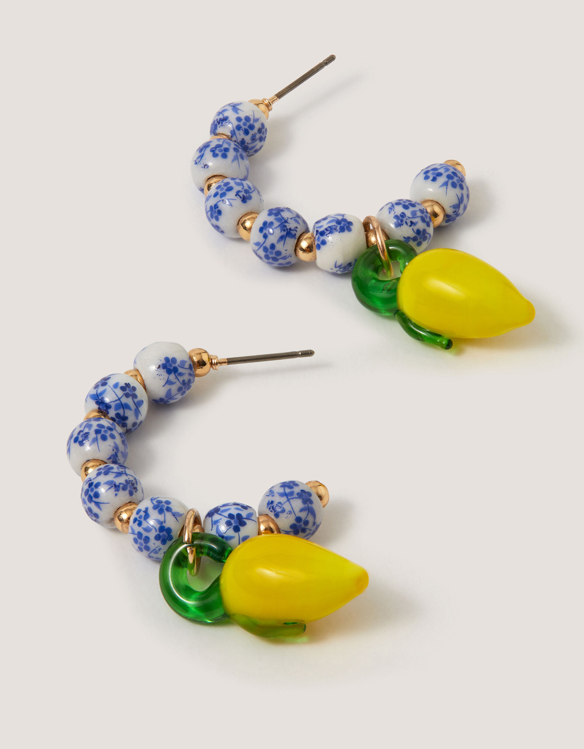 Lemon Charm Bead Hoop Earrings | Monsoon (UK)