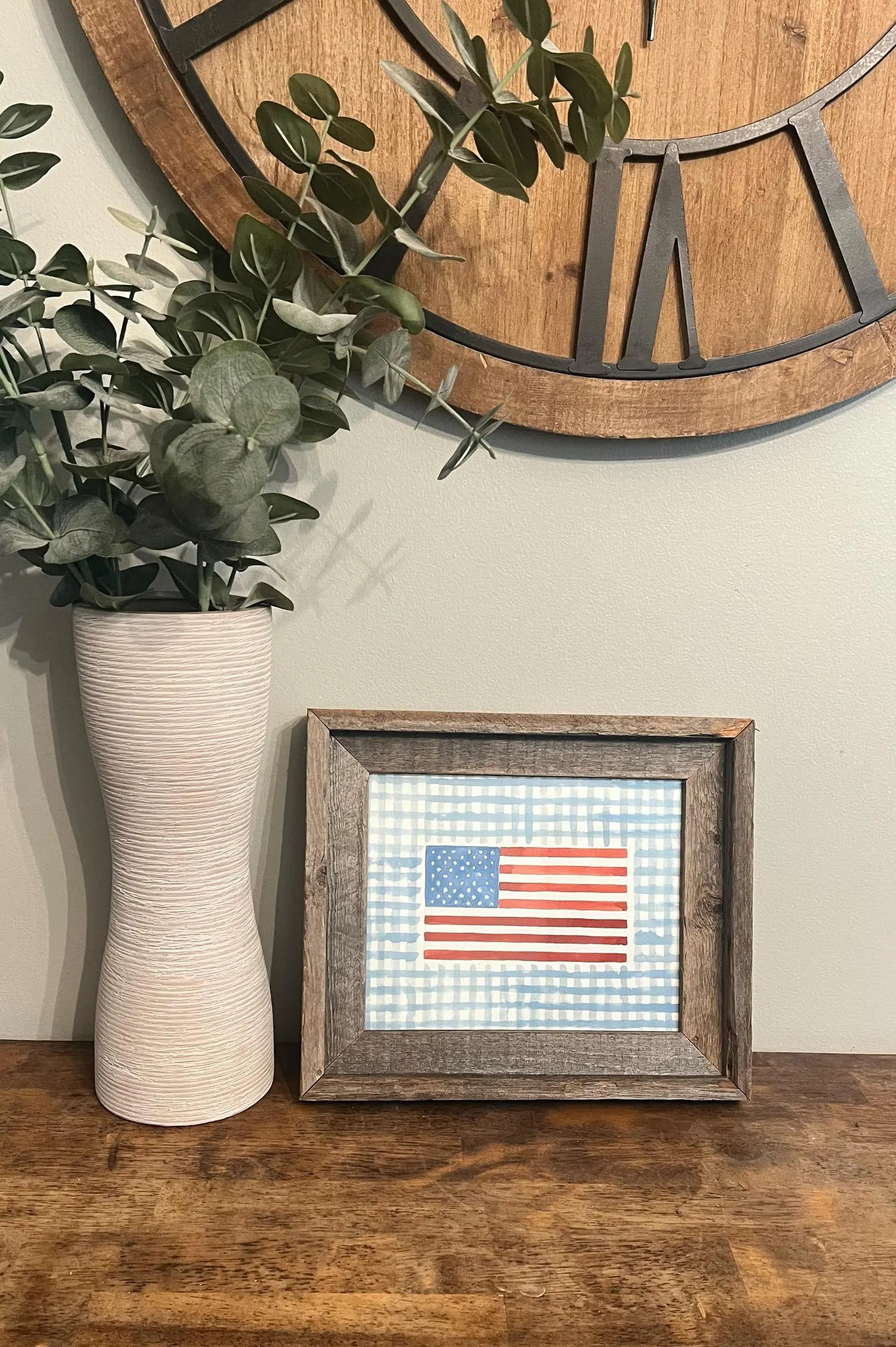Watercolor American Flag PRINT | Rustic Gingham | Patriotic Wall Art | 4th of July Decor | Baby B... | Etsy (Global)
