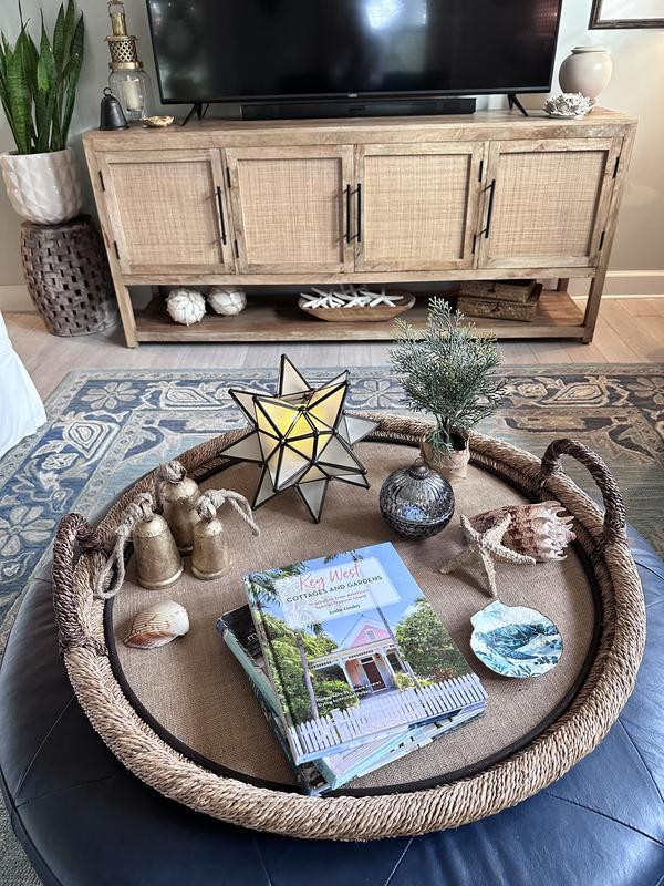 Woven Ottoman Round Serving Tray | Ballard Designs, Inc.