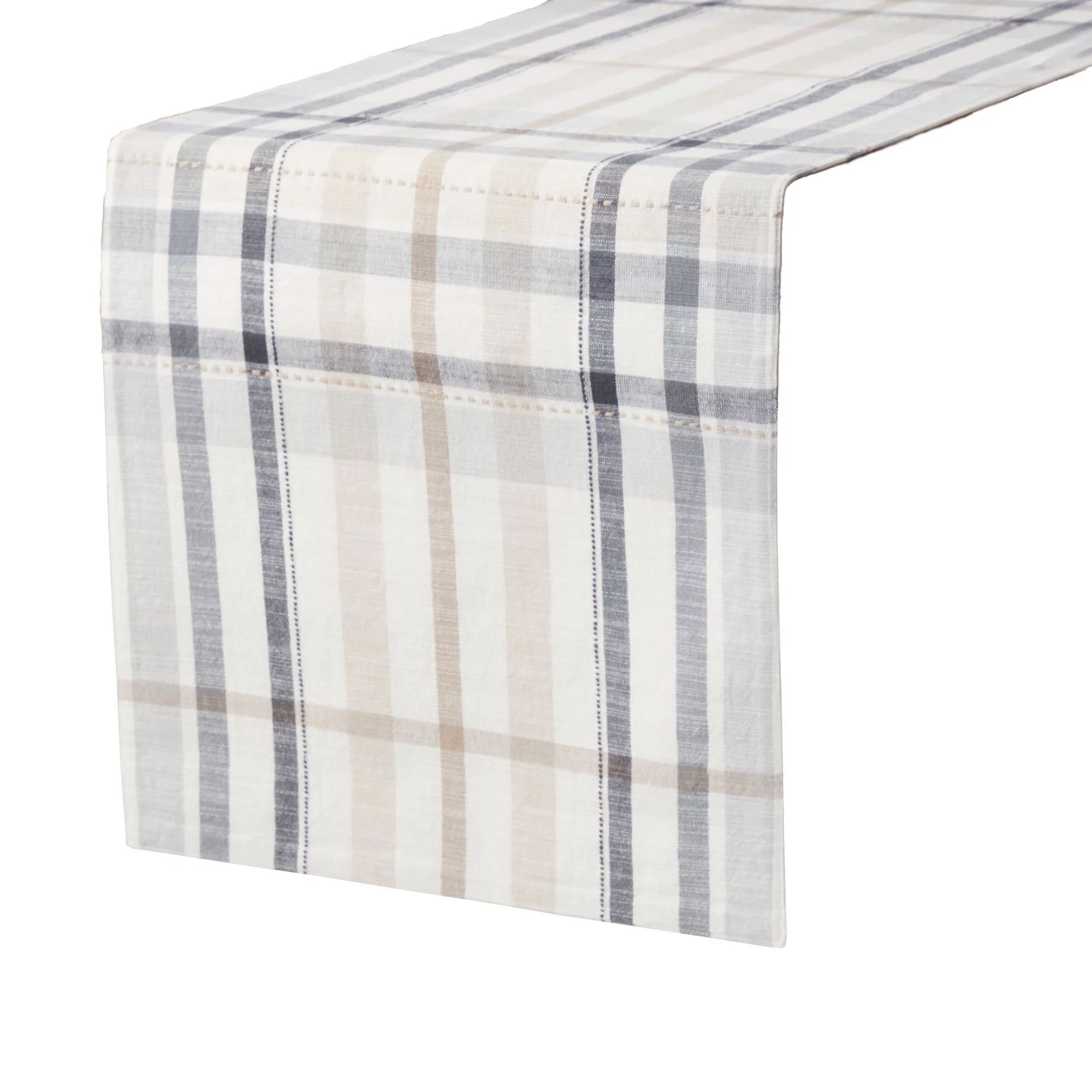 Better Homes & Garden Monday Plaid Fabric Table Runner, Beige, 14"W x 90"L | Walmart (US)