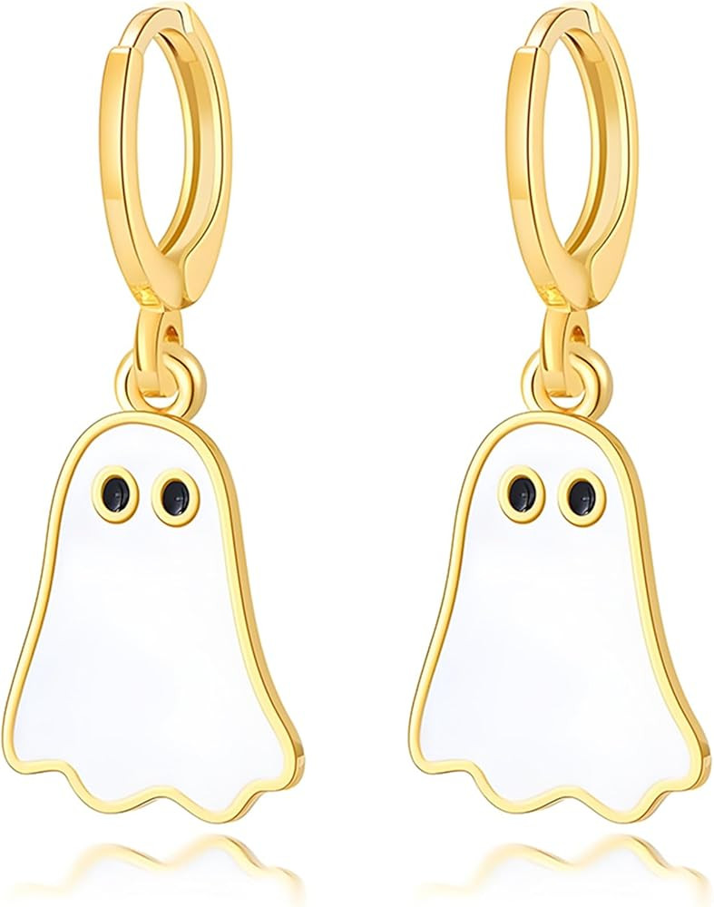coadipress Halloween Ghost Earrings for Women Cute Funny Spooky Ghost Huggie Hoop Earrings Colorf... | Amazon (US)