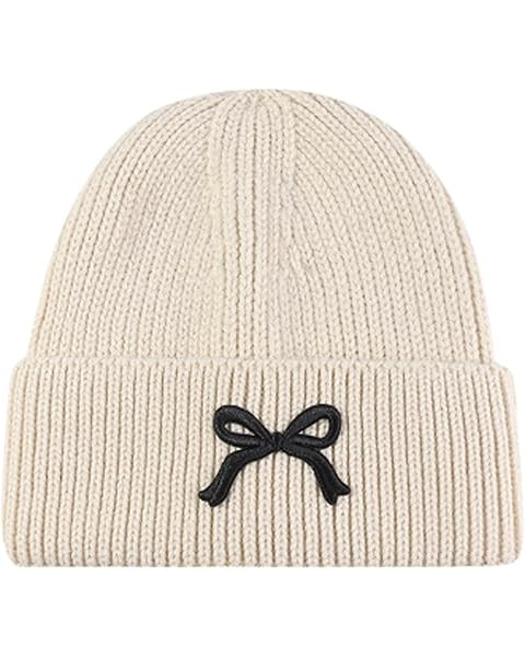 Women's Cute Bow Tie Beanie Fashion Knit Skull Cap Winter Warm Knitted Hats Y2k Aesthetic Accesso... | Amazon (US)