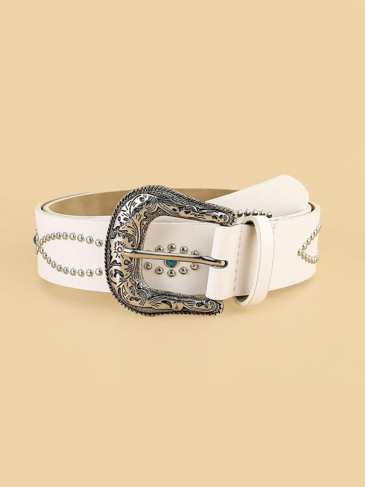 1pc Vintage Western Flower Engraved Buckle Women Waist Belts Girdle For Jeans Boho | SHEIN