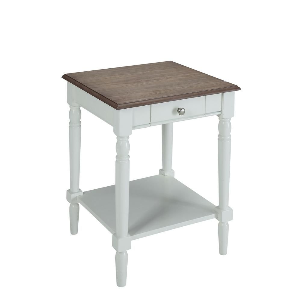Convenience Concepts French Country Driftwood Gray and White End Table | The Home Depot