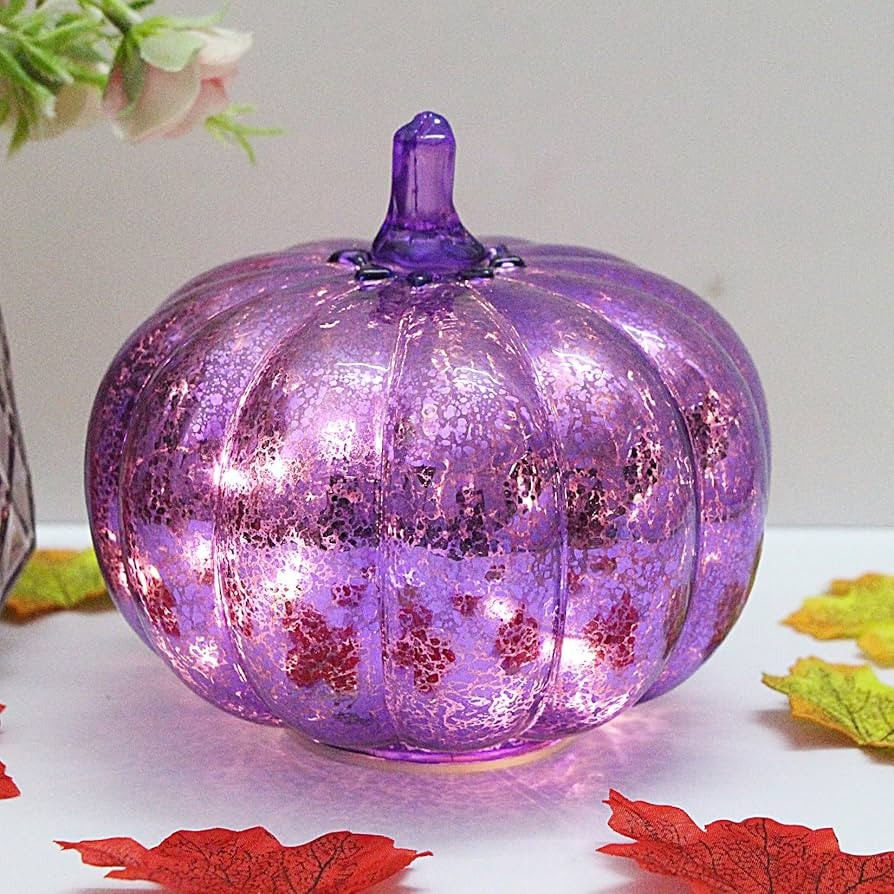 Mercury Glass Pumpkin Light with Timer, with 10 Fairy Lights Inside, Battery Operated Led Pumpkin... | Amazon (US)