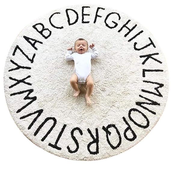 ABC Large Baby Rug for Nursery Kids Round Educational Alphabet Warm Soft Activity Mat Floor Area ... | Amazon (US)
