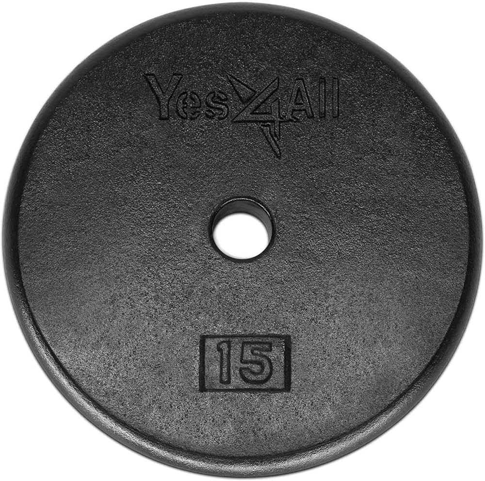 Yes4All Standard 1-inch Cast Iron Weight Plates 5, 7.5, 10, 15, 20, 25 lbs (Single & Pair) | Amazon (US)