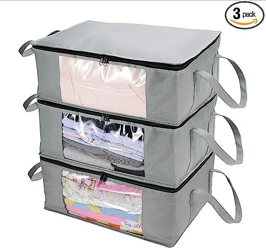 CCidea 3Pack Clothes Organizers Storage Bag,with Reinforced Handle，Very suitable storage room f... | Amazon (US)