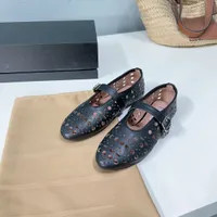 2024New fashion designer Cut-Outs Mesh ballet flats buckle strap Dress Flat sandal Real leather R... | DHGate