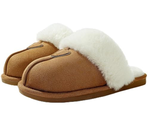Cozyfurry Womens Slippers Fuzzy Memory Foam House Slippers Faux Suede Winter Warm Indoor Shoes, 7-8 Chestnut | Amazon (US)