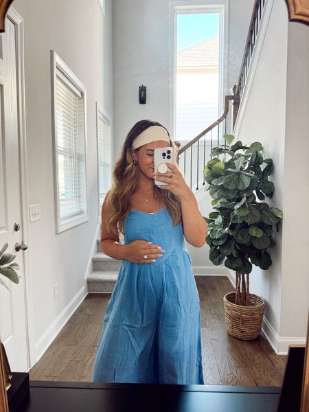 Today’s outfit at 32w pregnant! Wearing a small in the overalls 

#LTKBump