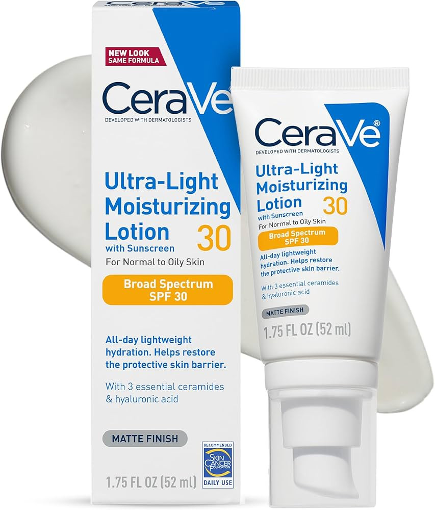 CeraVe Ultra-Light Moisturizing Lotion With SPF 30, Daily Face Moisturizer with SPF, Formulated w... | Amazon (US)