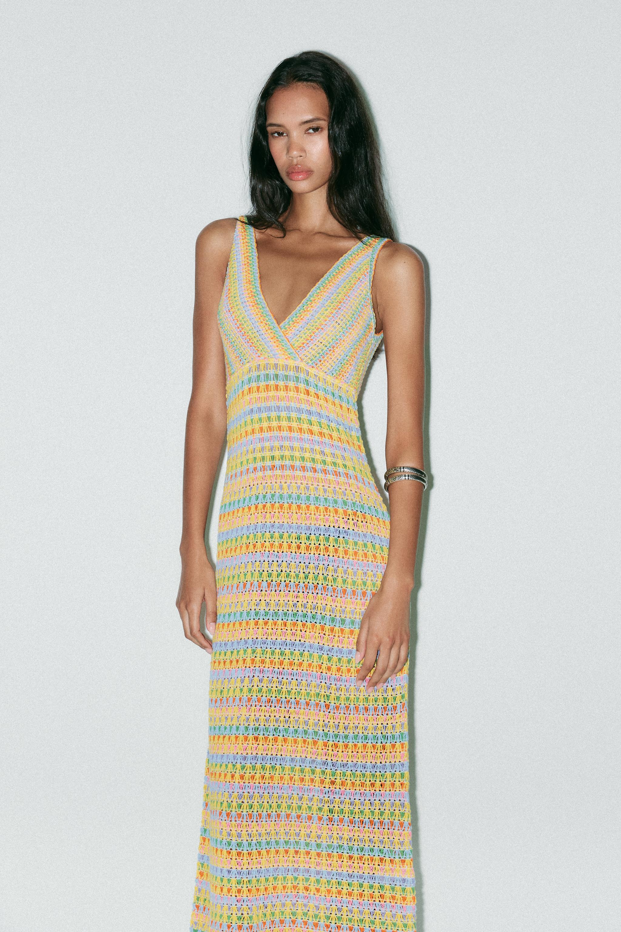 LONG CROCHET KNIT DRESS | Zara US