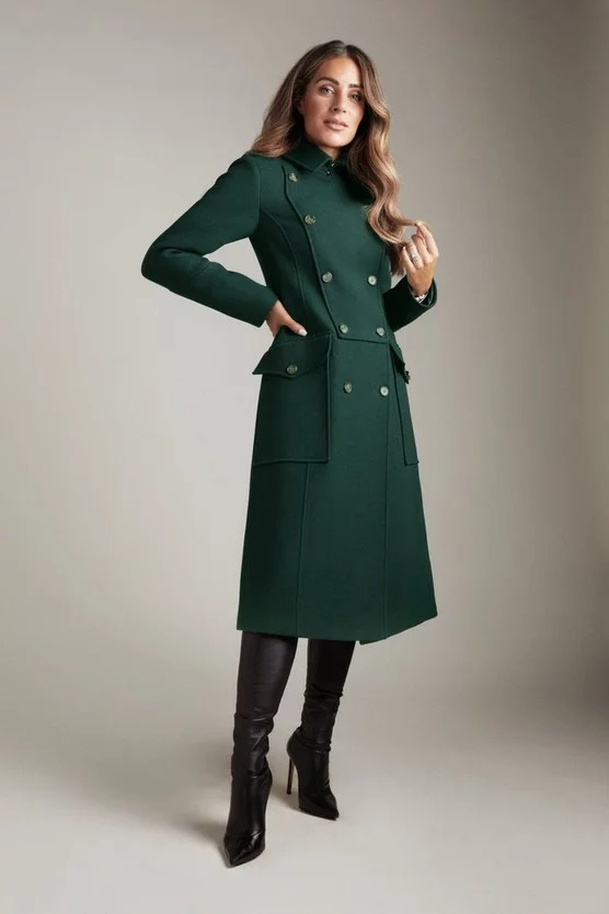 Lydia Millen Italian Wool Blend Military Coat | Karen Millen UK + IE + DE + NL